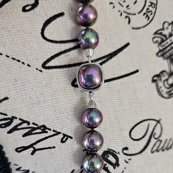 RARE Majorica Lyra Gray 10mm Pearl 925 Necklace & Bracelet Set - Picture 3 of 8